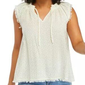 True Craft Flutter‎ Sleeve Tie Neck Printed Top Size XL